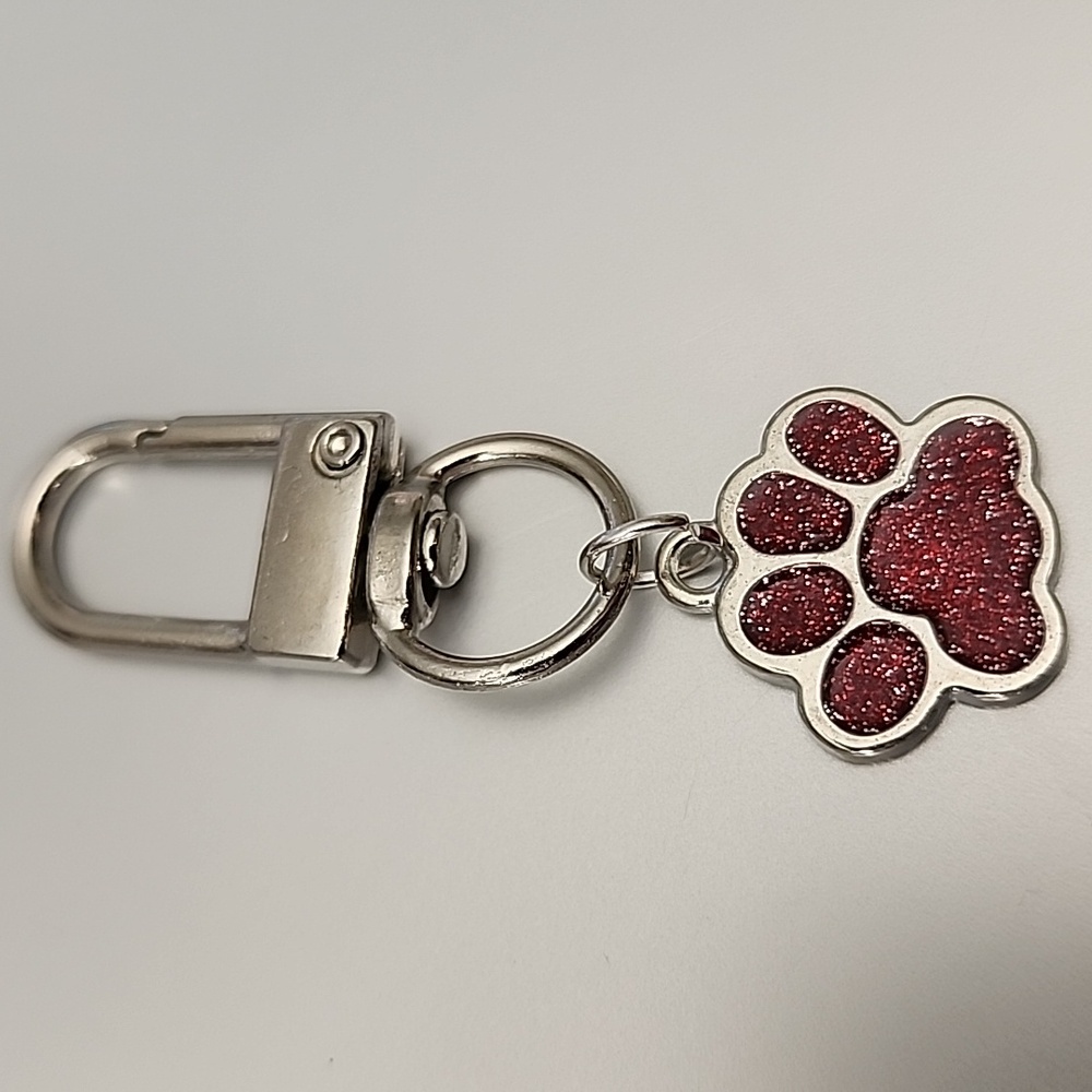 Sparkle Paw Print  ZIPPER Pull purse charm Or Charm bracelet Lobster claw